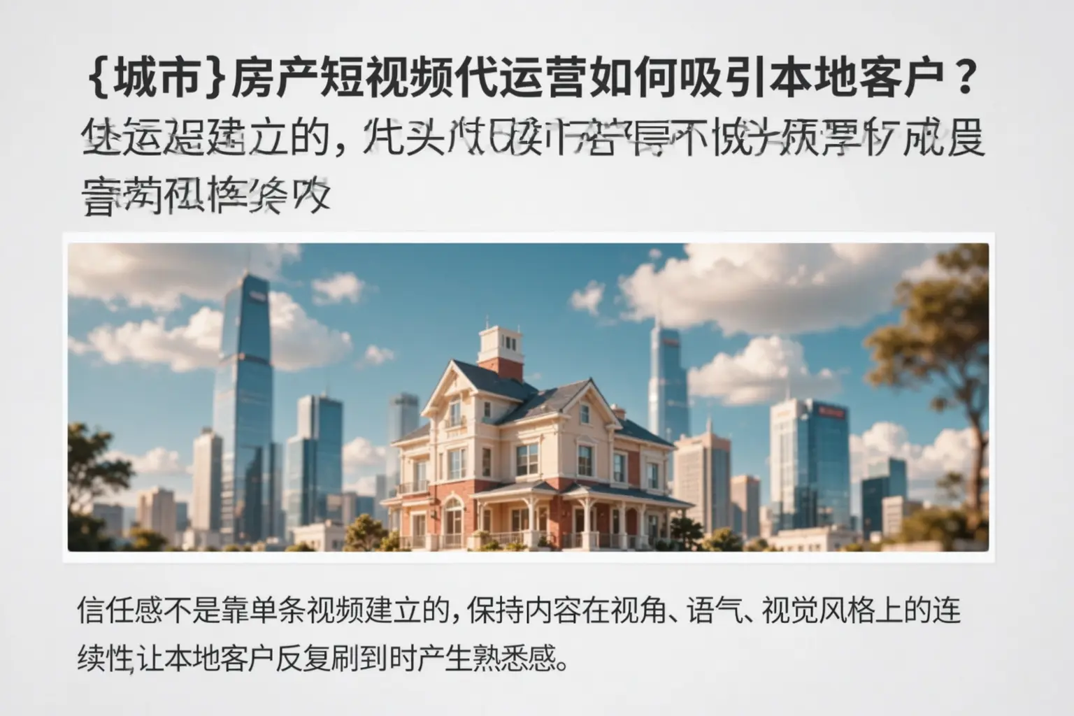 蚌埠房产短视频代运营如何吸引本地客户?