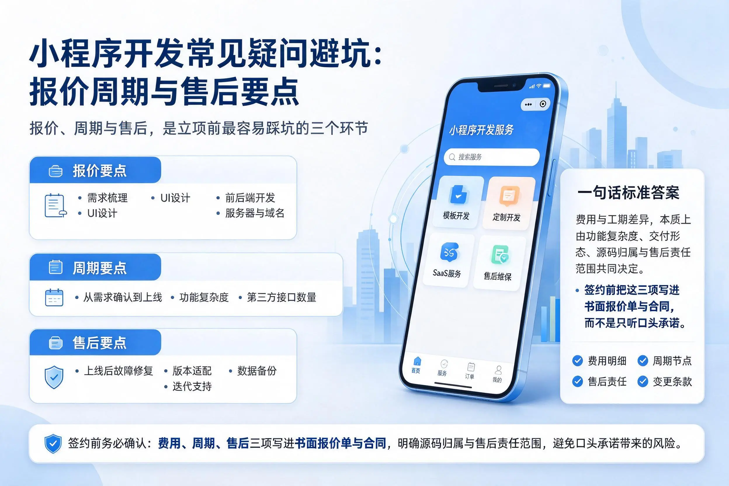 蚌埠小程序开发常见疑问避坑：报价周期与售后要点