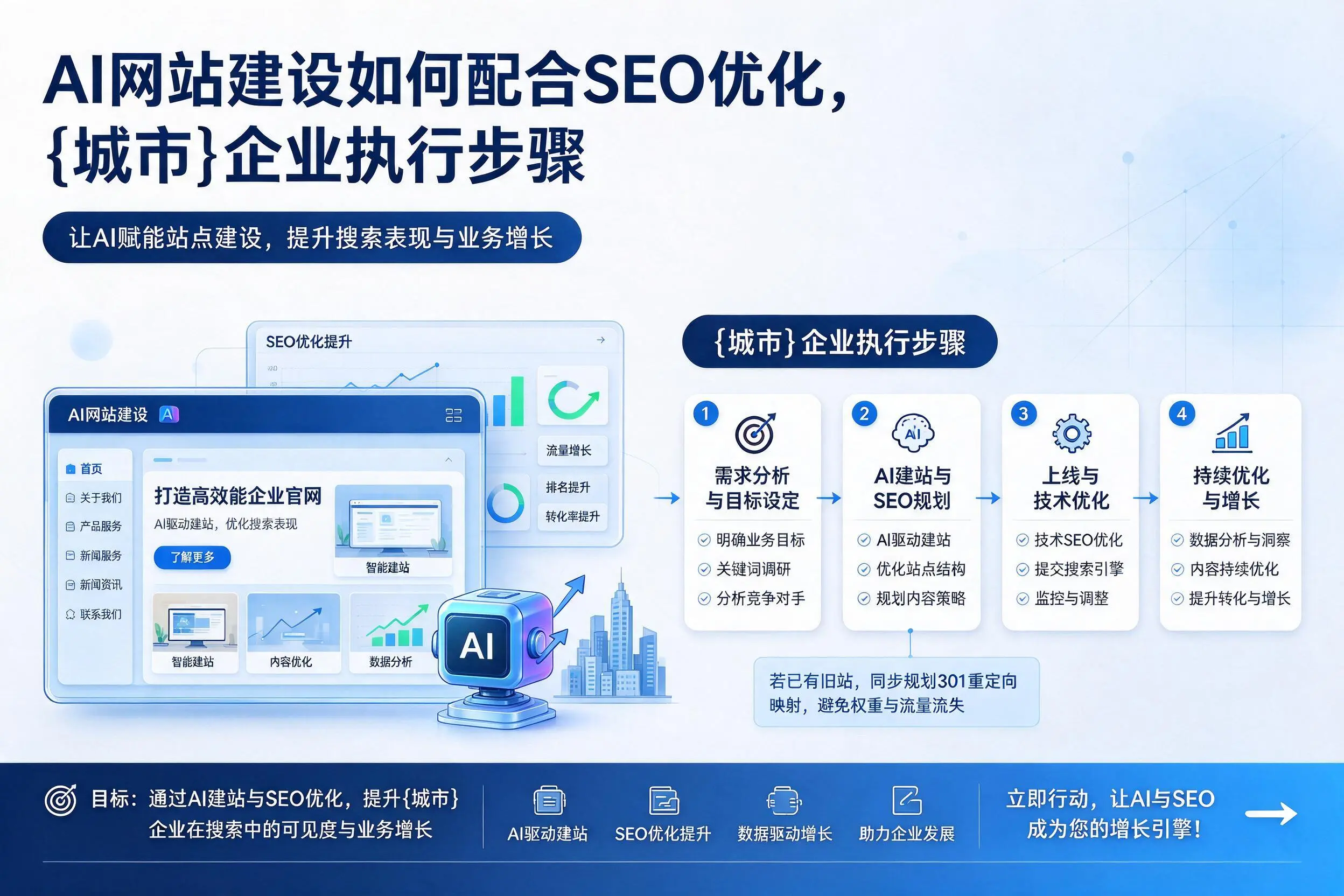AI网站建设如何配合SEO优化，蚌埠企业执行步骤
