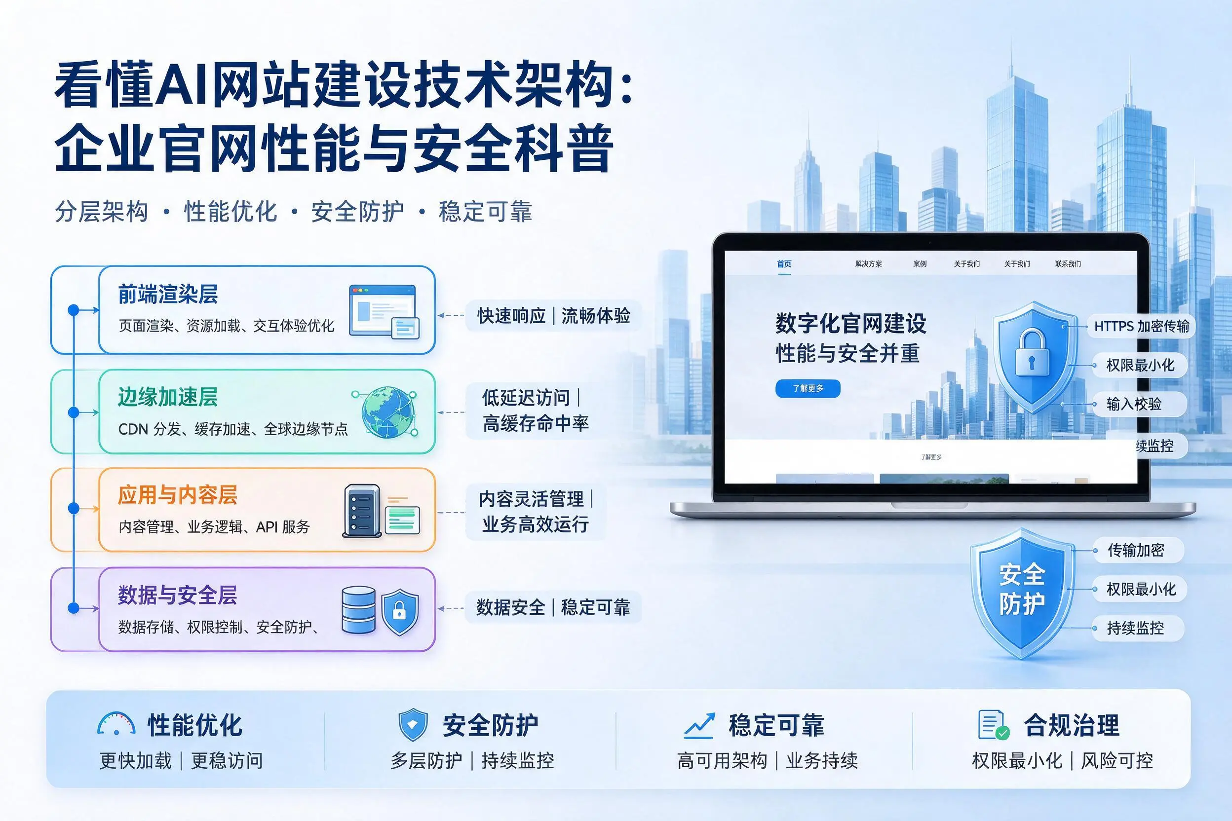 看懂AI网站建设技术架构：蚌埠企业官网性能与安全科普