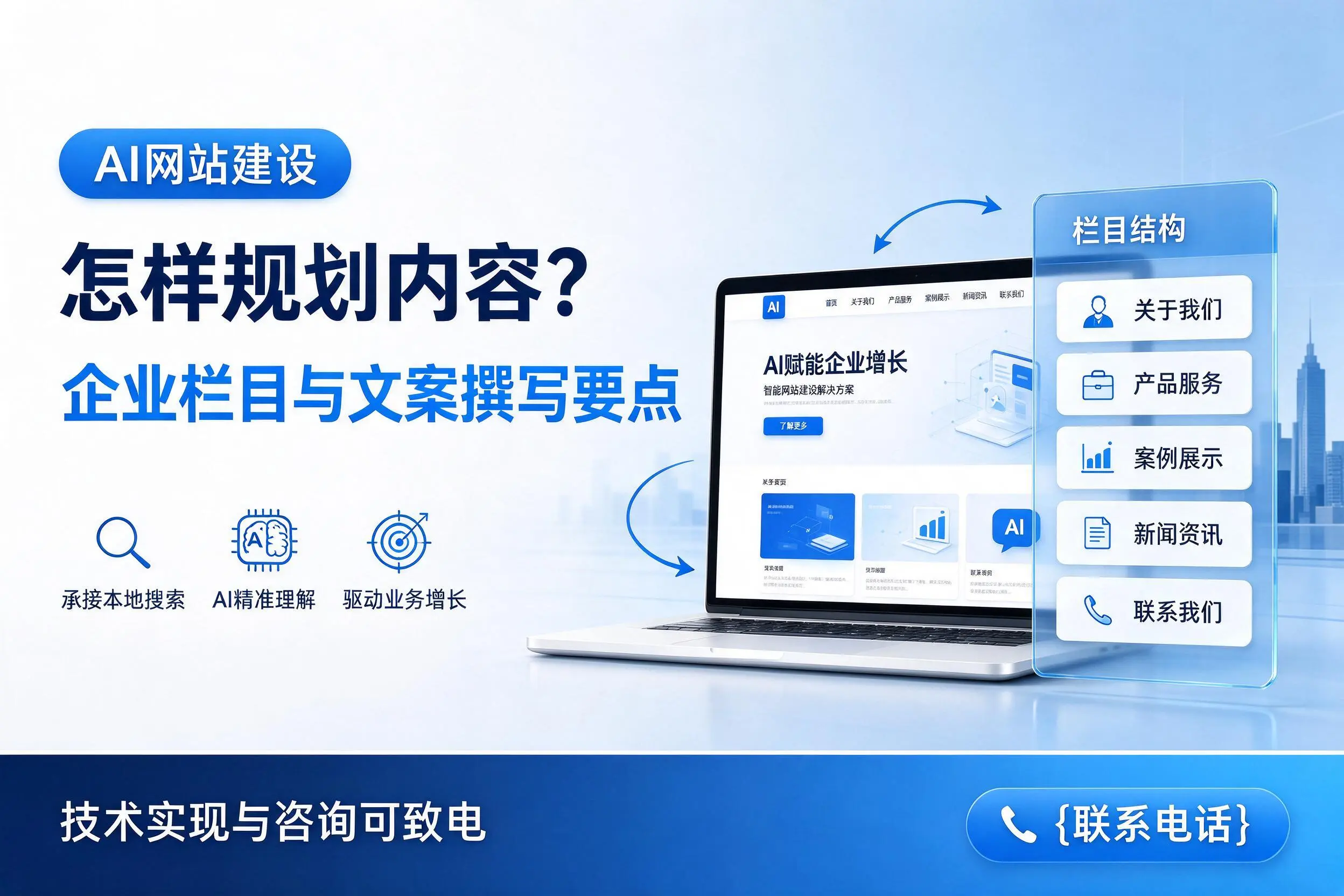 AI网站建设怎样规划内容?蚌埠企业栏目与文案撰写要点